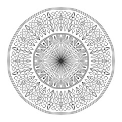 mandala circle pattern vintage decorative pattern indian skin painting tattoo oriental art Mandala floral coloring page for adults relaxation, black and white mandala coloring page hand drawn outlined