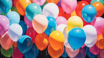 A bunch of colorful balloons in the air