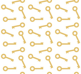 Vector seamless pattern of flat key isolated on white background