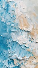 artistic background with paint impasto in light blue and beige hues