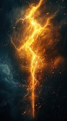 An ultra-realistic business logo with dramatic thunder and growth symbols, designed for precise die-cutting