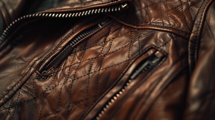 Brown leather jacket with zipper accents for modern fashion and edgy style inspiration