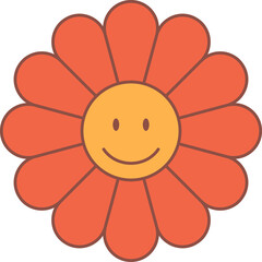 Retro groovy daisy flower radiating vibrant charm