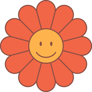 Retro groovy daisy flower radiating vibrant charm