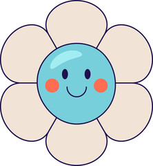 Groovy daisy flower with smiling face