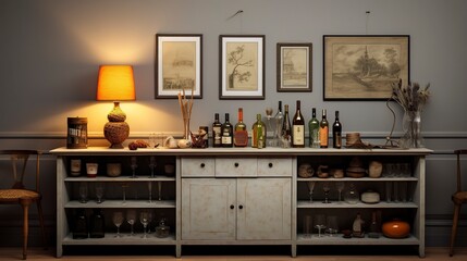 A photo of a well-arranged and styled sideboard