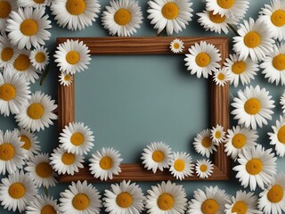 Top view frame made out of daisies