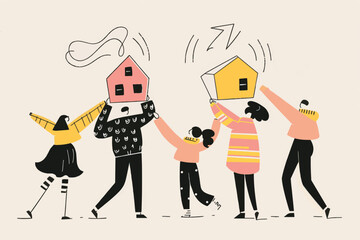 a group of people holding up mouses over their heads. Property ownership and investment