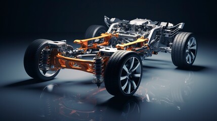 A photo of a well-maintained car suspension system