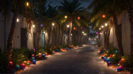 Naklejka premium The tropics are decorated with garlands