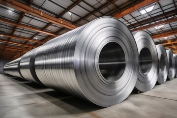 Galvanized steel coil in steel plant in factory building