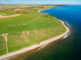 Aerial of Ale's Stones is a megalithic monument in Scania in southern Sweden