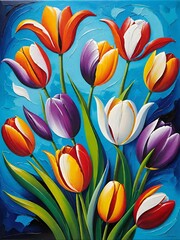 illustration with tulips flower background
