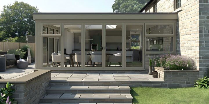 Custom home addition with modern sunroom design