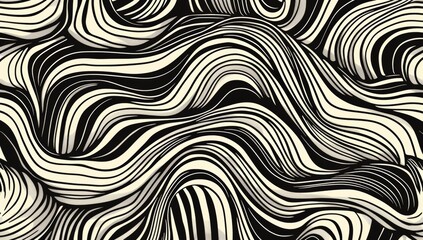 Obraz premium A seamless pattern of black and white lines, resembling the style of an ink drawing or doodle
