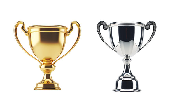Gold cup and silver cup material with transparent background
