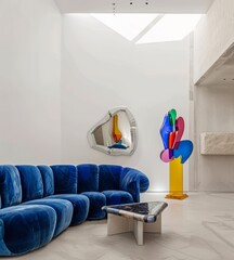 Modern art living room with art sofa and art installation, modern urban fashion living room, art office space