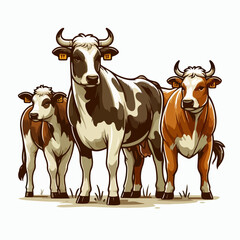 cartoon cow or beef cattle grazing element vector