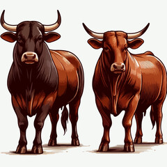 cartoon cow or beef cattle grazing element vector