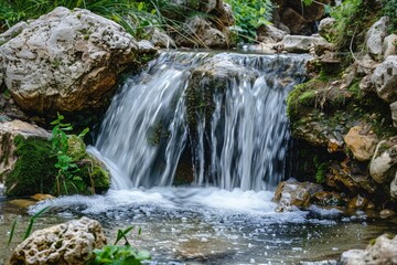 beautiful small waterfall - generative ai