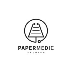 paper medic for medical prescription logo design illustration 2