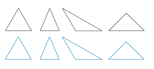 a set of isosceles triangles, equilateral, acute-angled, obtuse, rectangular