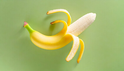 Image of a peeled banana floating