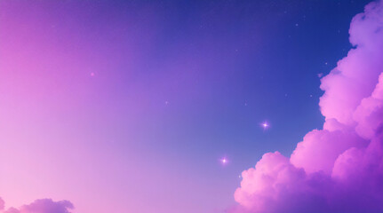 Pastel pink rainbow unicorn galaxy background with glitter and bokeh effects. Vector illustration of fantasy magic mermaid sky with stars and sparkles. Kawaii holographic abstract space design.