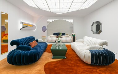 Modern art living room art sofa and art installation, art soft decoration display