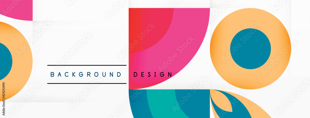 Poster A vibrant design featuring circles and triangles on a white backdrop, creating a colorful pattern