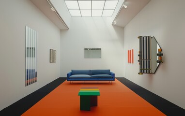 Modern art living room with art sofa and art installation, modern urban fashion living room, art office space