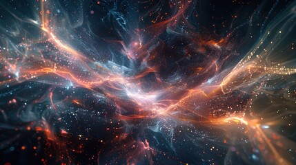 A bright blue and orange galaxy with many stars.