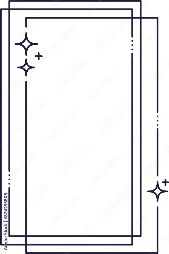 Poster minimal line frame with stars and sparkles borders