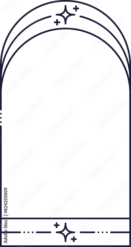 Poster minimal line arch frame border with star twinkles