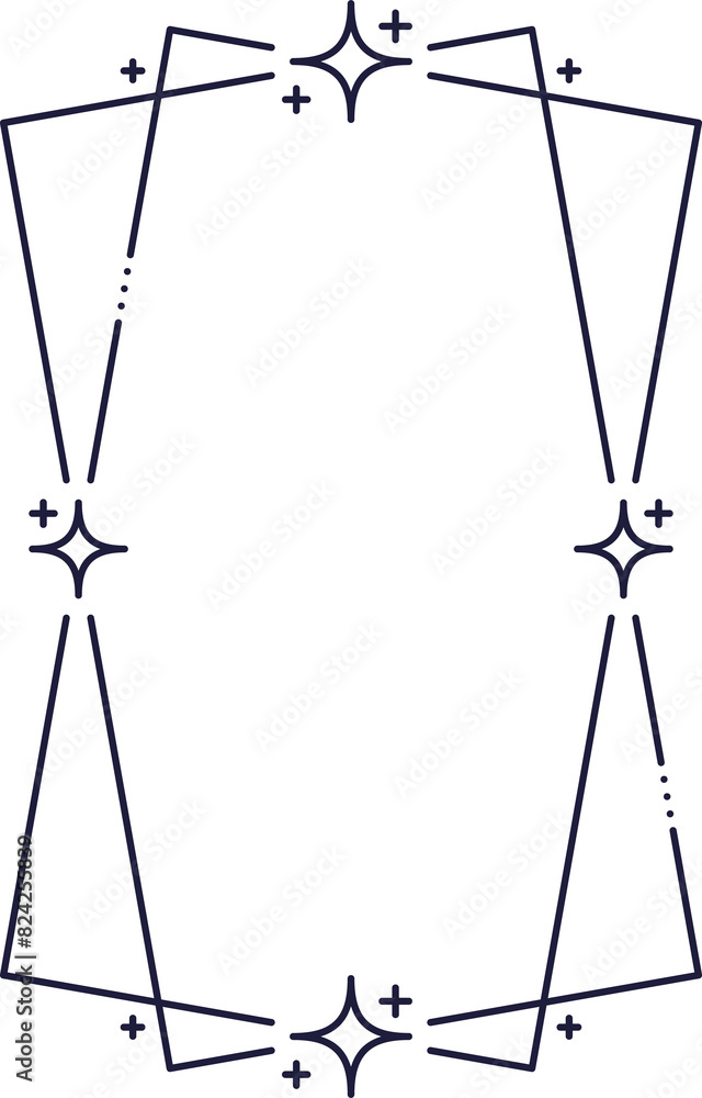 Poster minimal line frame with rectangle shapes, stars