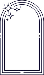 Arch frame with minimal line borders, boho stars
