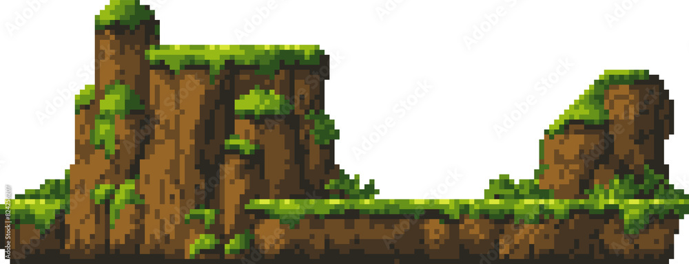 Poster retro platform for game, 8bit arcade level