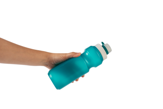 Hand holding cup cold storage. Tumbler glass cold store. on transparent background.