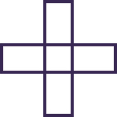 Modern empty cross with rectangles shape