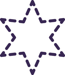 Empty geometric star shape with dashes