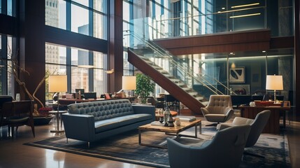 A photo of a well-lit law firm lobby