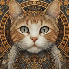 cat, intricate klimt, extremely detailed beautiful character, illustration, sharp focus - generated by ai