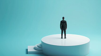 Businessman standing on the podium 3d rendering
