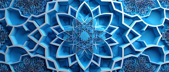 Intricate 3D Islamic Pattern Vector Art with Geometric Design Elements