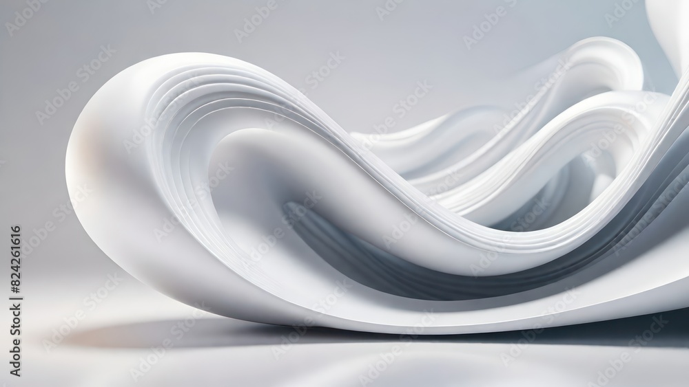 Poster soft and smooth textured 3d effect gray wavy curved lines abstract background.