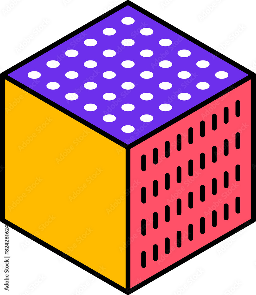 Poster Geometric Memphis shape or abstract cube form