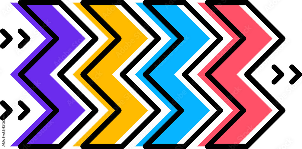 Poster abstract geometric memphis colorful zigzag shape