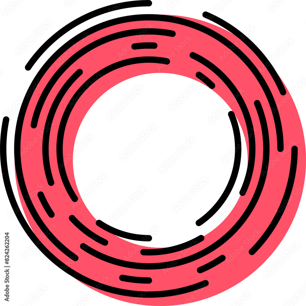 Poster Abstract geometric memphis ring shape of red color