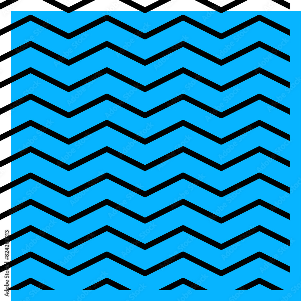 Poster Abstract geometric Memphis square shape and zigzag