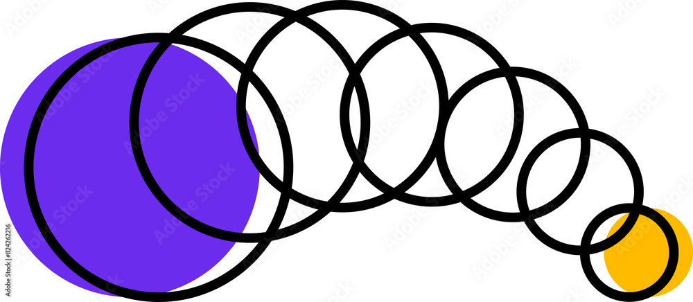 Poster abstract geometric memphis intersected rings shape